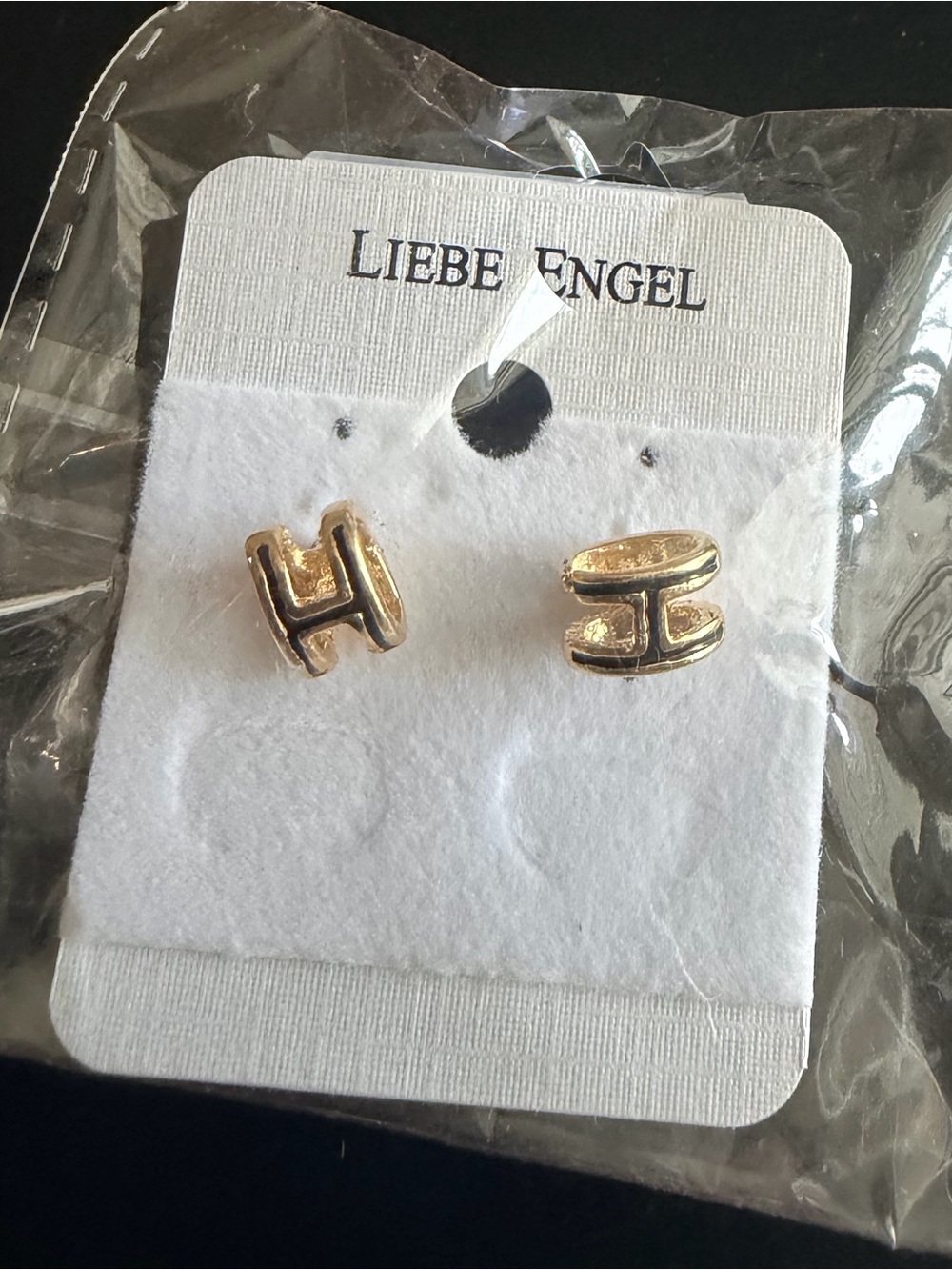 Gold H-Style Stud Earrings